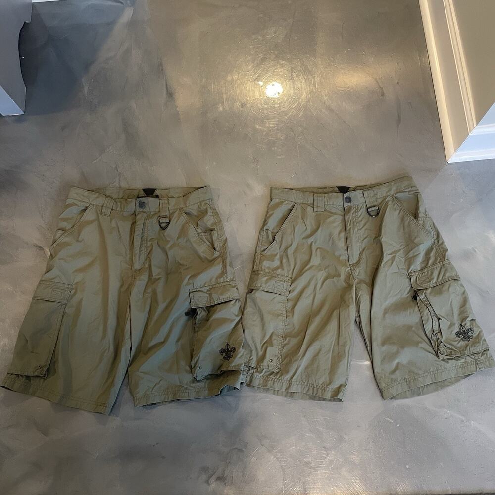 Boy Scouts of America Centennial Shorts Lot of 2 Green Adult Small Uniform Cargo